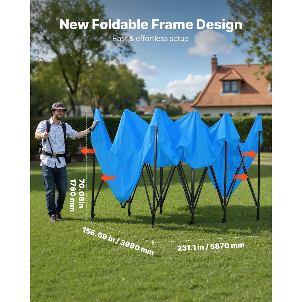 VEVOR tragbares Lackierkabinenzelt (587x398x178 cm) Sprühfarbenzelt für Sprühmalerei, wasserfeste & faltbare Farbkabine mit 4 Netz-Seitenfenstern für Autoteile Möbel Motorräder Sprühschutz blau