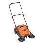 VEVOR Kehrmaschine Manuell, Handkehrmaschine mit 650 mm Arbeitsbreite, 18,9-L-Kehrbehälter & Verstellbarem Klappgriff, Bodenreinigungsmaschine für Höfe, Gehwege, Terrassen & Garagen – Orange