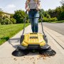 VEVOR Walk-Behind Hand Push Floor Sweeper, Manual Floor Sweeper Non-Electric with 650mm Sweeping Width, 18.9L Waste Container & Adjustable Folding Handle for Yards Walkways Patios Garages - Yellow