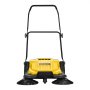 VEVOR Walk-Behind Hand Push Floor Sweeper, Manual Floor Sweeper Non-Electric with 650mm Sweeping Width, 18.9L Waste Container & Adjustable Folding Handle for Yards Walkways Patios Garages - Yellow