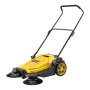 VEVOR Walk-Behind Hand Push Floor Sweeper, Manual Floor Sweeper Non-Electric with 650mm Sweeping Width, 18.9L Waste Container & Adjustable Folding Handle for Yards Walkways Patios Garages - Yellow