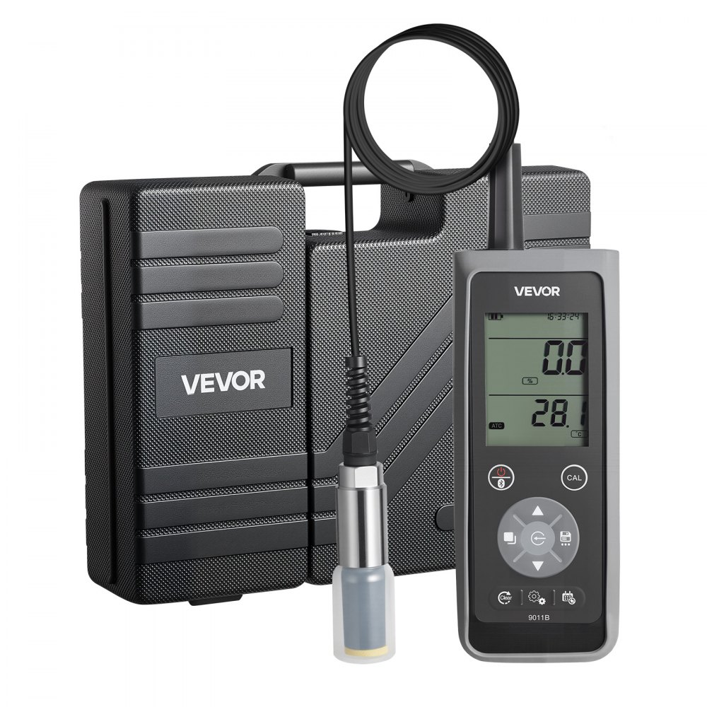 VEVOR Messgerät für gelösten Sauerstoff, Messbereich 0,0–50,0 mg/L, tragbares Testset mit 4 m Elektrodenkabel & Bluetooth/USB-Datenübertragung, Speicherung von Datensätzen, DO-Messgerät