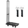VEVOR Sackkarre klappbar, 227 kg Tragkraft, Transportkarre mit 6 Rädern, 2 elastischen Seilen & erweiterbarer Basis, Transportwagen für Flughafen, Reisegepäck, Büroumzüge, Schwarz, 560x305x1010 mm