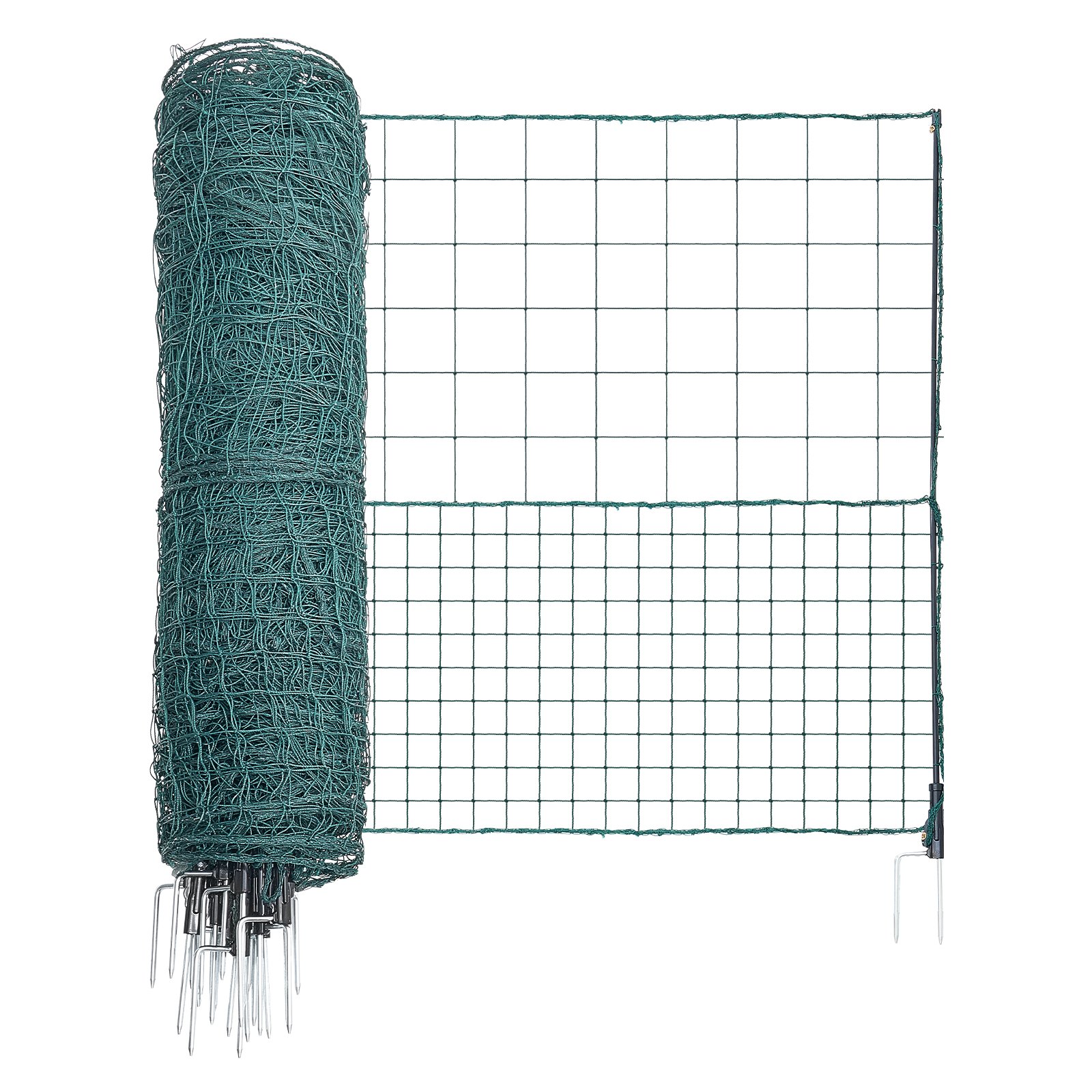 VEVOR Begrenzungszaun 50x1,05 m, Weidezaun aus PE, Mobiler Hundezaun mit Doppelspitzenpfählen & Abspannseilen, Hühnerzaun, Gartenzaun, Campingzaun für Hunde, Hühner, Pflanzen, Außenbereiche