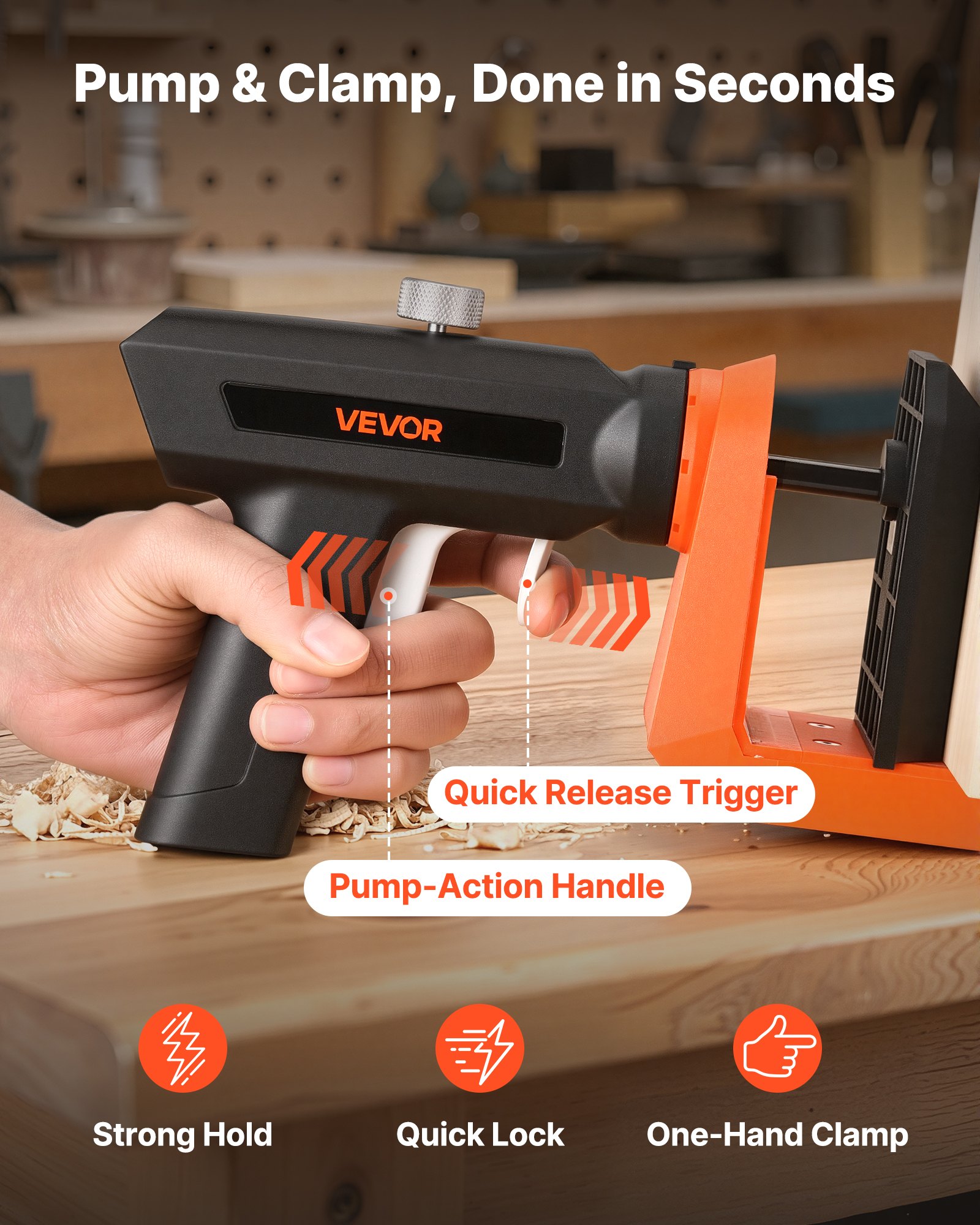 VEVOR Pocket Hole Jig Kit, 12.7 / 19 / 38.1 mm Adjustable, 360° Rotating Handle, Jig Pocket Hole System with 260 Screws, C-Clamp, Stop Collar, Drill Bit, Easy Clamping and Adjusting, for Woodworking