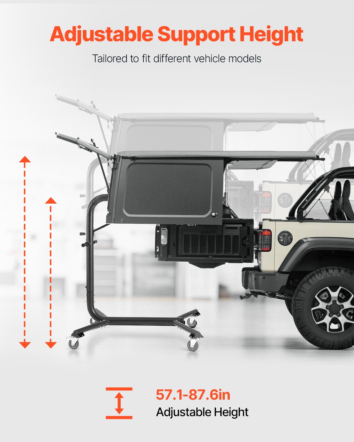 VEVOR Hardtop Entferner Hebebühne (90,7 kg) einfache Einmannbedienung, kompatibel mit Jeep Wrangler 2- und 4-türigen YJ TJ, JK, JL 4XE und Ford Bronco 4-türig und 6. Generation+