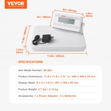 VEVOR Digitalwaage Personenwaage Körperwaage 300x300x35mm Arztwaage 200kg