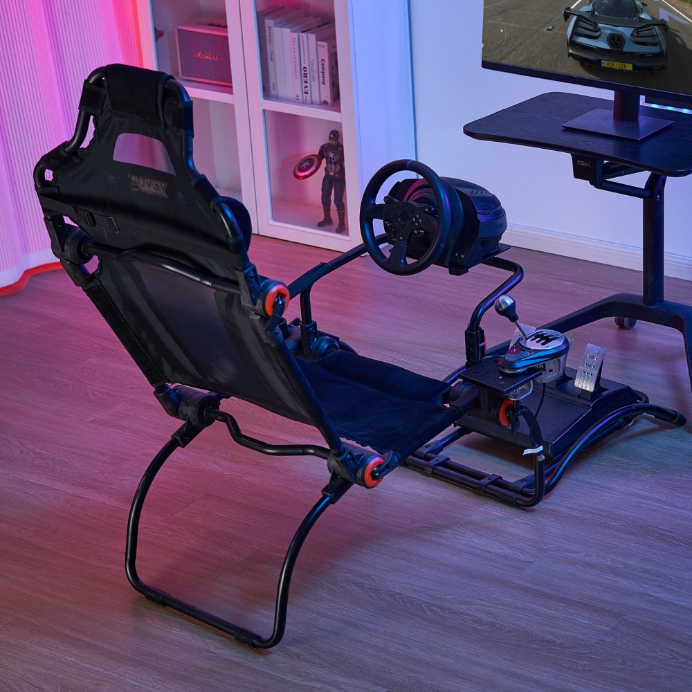 VEVOR Rennlenkradständer, faltbar, für Logitech G923/G920/G29, Lenkradständer und Fußpedalwinkel einstellbar, tragbarer Fahrsimulator-Cockpit aus Stahl, Thrustmaster T248P, GT-/Formel-Modus, große Größe