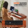 VEVOR Digitalpiano, 88 Tasten, Elektrisches Klaviere, Doppeltastatur & Lautsprecher, vierbeiniger Klavierständer mit Kopfhörer, 200 Töne & Rhythmen, unterstützt Bluetooth/USB/MIDI, für Anfänger