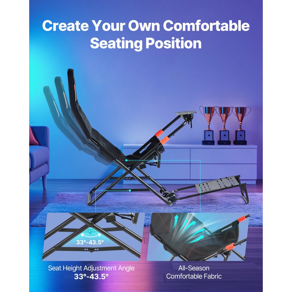 VEVOR Lenkradständer, Faltbarer & Verstellbarer Rennsimulator-Cockpit, 620 mm breit, Kompatibel mit Logitech G923/G920/G29, Thrustmaster T248P, Fanatec, Hori, Mad Catz, Schwarz