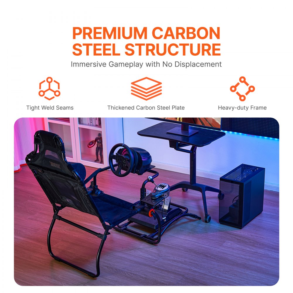 VEVOR Racing Wheel Stand, Foldable, for Logitech G923/G920/G29, Adjustable Wheel Stand and Foot Pedal Angle, Steel Racing Simulator Cockpit – Thrustmaster T248P, Fanatec, Hori, Compact