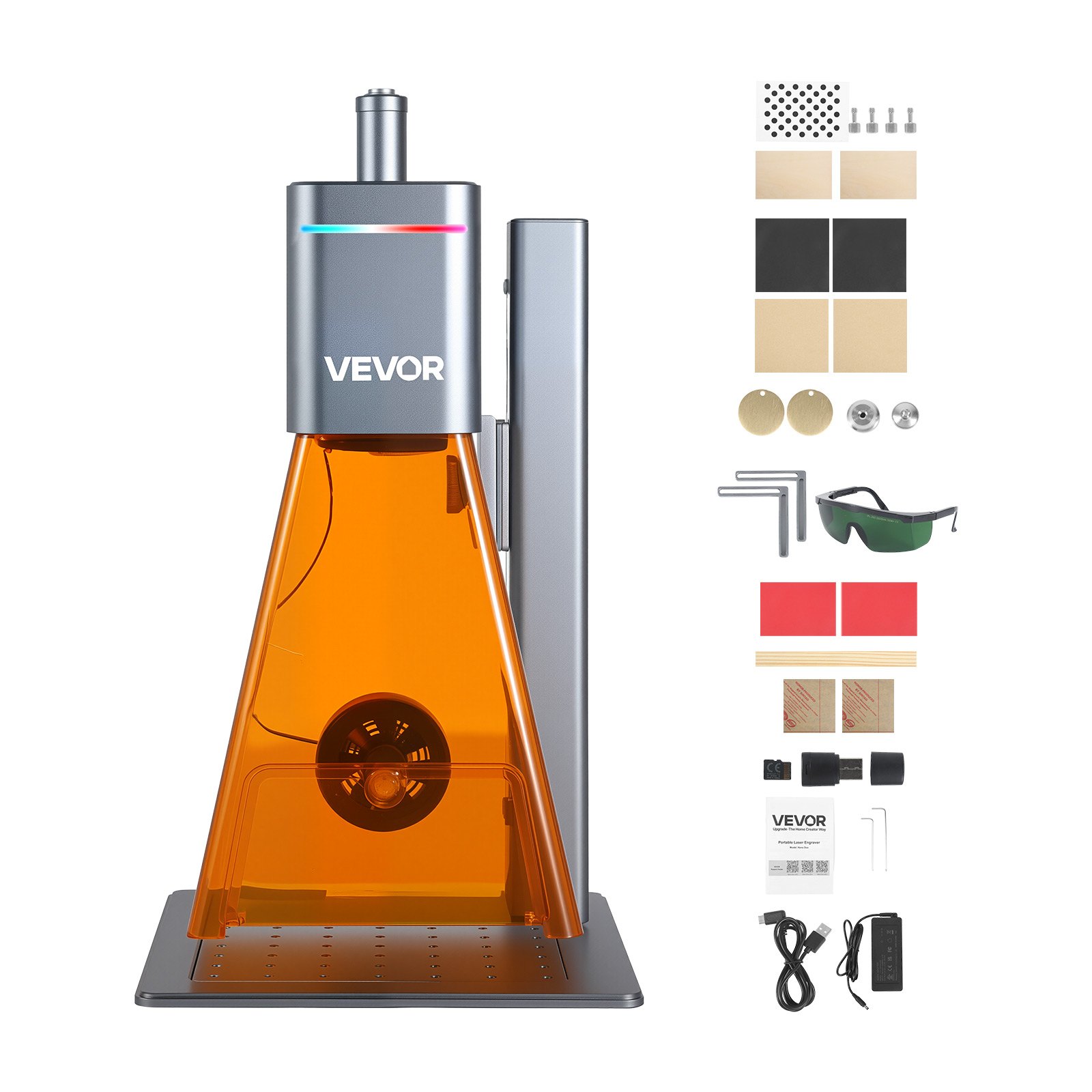 VEVOR Tragbarer Lasergravierer, 10.000 mm/s, 2-in-1 Dual-Graviermaschine (20-W-Blau- & 2-W-IR), 160x140 mm Gravurfläche, Manueller & Automatischer Fokus, DIY-Gravierwerkzeug für Holz & Acryl