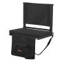 VEVOR Stadium Seat, Folding Bleacher Chair with Back Support and Thick Cushion, Padded Stadium Seat for Bleacher Includes Shoulder Strap, Hooks, Cup Holder, and Side Pocket, Black Bleachers Chair