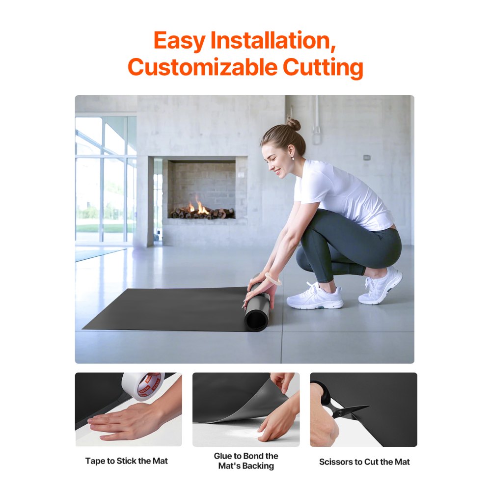 VEVOR Fitnessmatte, 2x1 m tragbare Yogamatte mit Organizer-Tasche, 1,5 mm dicke Trainingsmatten, Gymnastikmatte, rutschfeste Bodenmatten, Bodenbelag-Set zum Üben zu Hause, im Studio, auf der Bühne