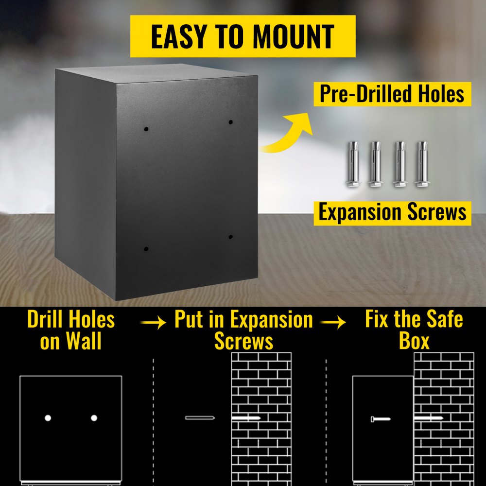 VEVOR Tresor Elektronischer Möbeltresor 65 L Tresor Elektronik Zahlenschloss Safe Möbeltresor Schwarz Safe Tresor stabiler Kohlenstoffstahl Feuerfest
