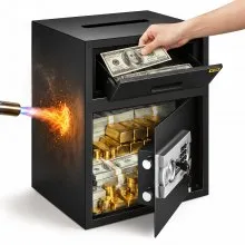 VEVOR Tresor Elektronischer Möbeltresor 48 L (36 x 30 x 45 cm), Tresor mit Elektronischem Zahlenschloss, Safe Möbeltresor Schwarz, aus stabilen Kohlenstoffstahl, feuerfest und wasserdicht, mit LCD-Bildschirm