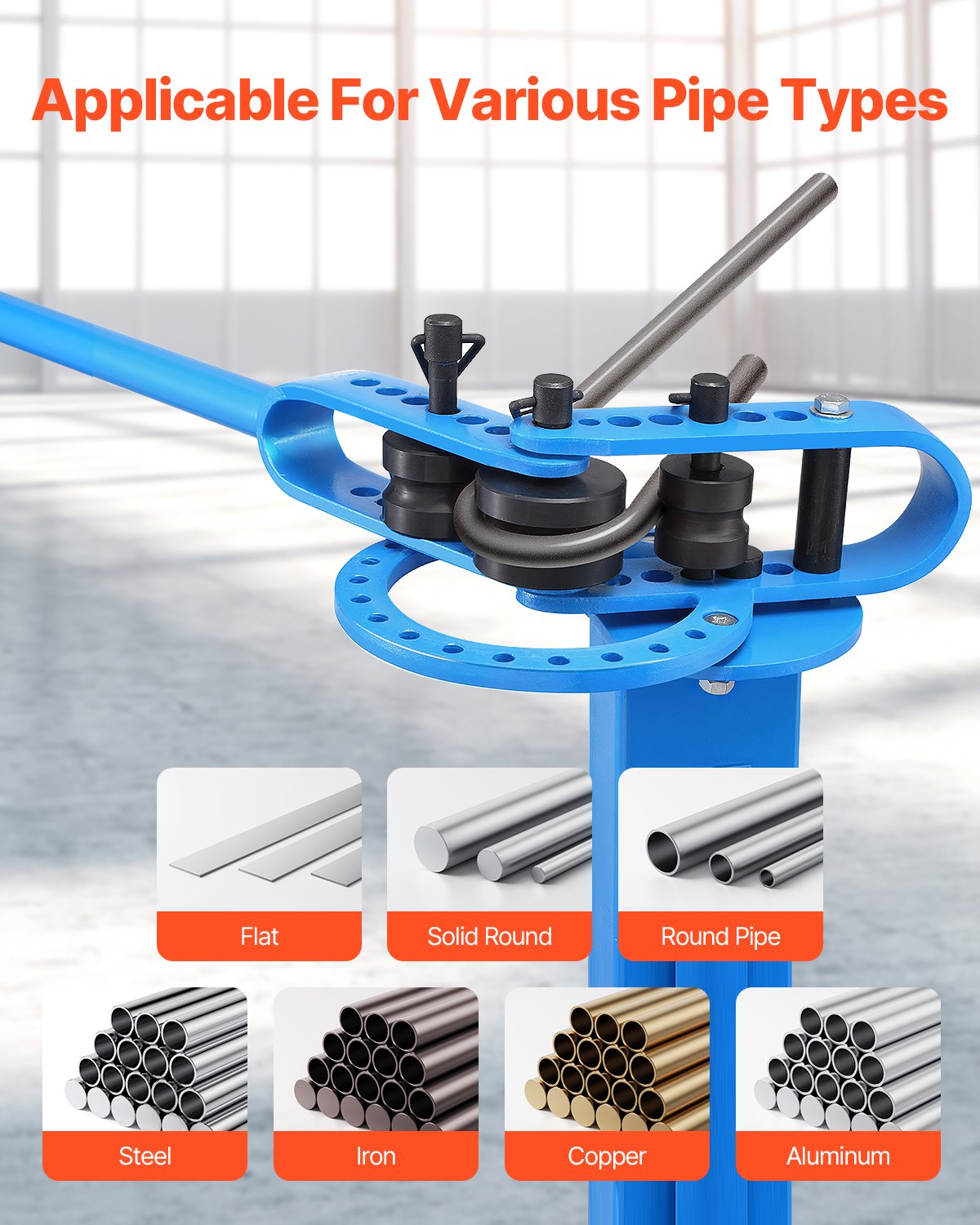 VEVOR Pipe Bender, Pipe Bending Tool with max. 50.8 mm outer diameter & 14 bending dies, 200° pipe bending tool for copper, aluminum & iron pipes, HVAC, air conditioning, refrigerator & car repair