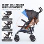 VEVOR Leichter Kinderwagen, kompakt, einfach zusammenklappbar, mit verstellbarer Rückenlehne, Rahmen aus Karbonstahl, großer Aufbewahrungskorb, Kinderwagen mit Schirm für Reisen und mehr, Schwarz/Blau