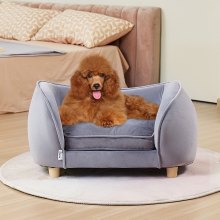 VEVOR Haustiersofa, Hundecouch für kleine Hunde und Katzen, weiches samtiges Hundesofabett, 30 kg belastbares Katzensofa, Hundebett, Haustierbett Dunkelgrau