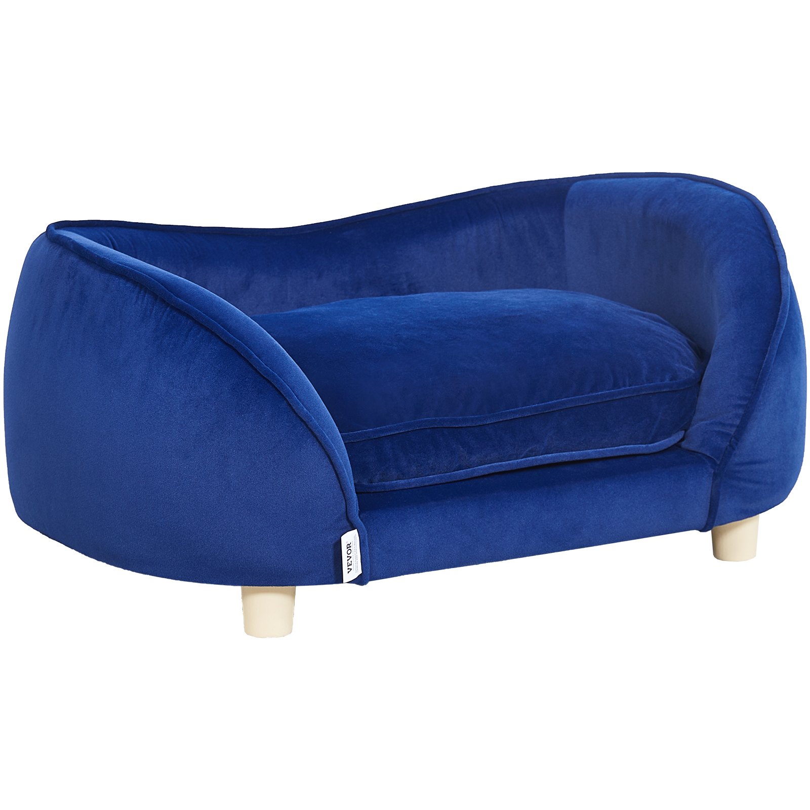 VEVOR Haustiersofa, Hundecouch für mittelgroße Hunde und Katzen, weiches samtiges Hundesofabett, 37 kg belastbares Katzensofa, Hundebett, Haustierbett Dunkelblau
