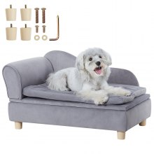 VEVOR Haustiersofa, 760 x 450 x 415 mm, Hundecouch für mittelgroße Hunde und Katzen, weiches samtiges Hundesofabett, 37 kg belastbares Katzensofa, Hundebett, Haustierbett grau