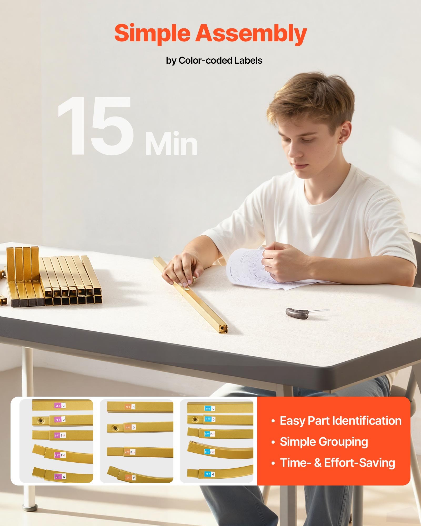 VEVOR Hochzeitsbogen, 3er-Set, 1,8/1,5/1,2 m, Hintergrundständer, Goldfarbener Metall-Ballonbogen mit Abdeckung, für Hochzeiten, Geburtstags-, Abschlussfeiern, Feste & Zeremoniendekorationen