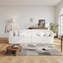 VEVOR gebogenes modulares Sofa Sektionssofa (284 cm) mit 4 Kissen, übergroßer Loungesessel mit breiter, tiefer Sitzfläche, für Wohnzimmer Schlafzimmer Wohnung Büro, Schlafsofa Bodensofa Weiß