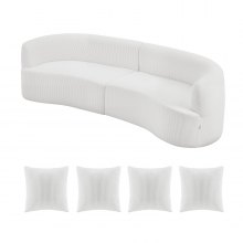 VEVOR gebogenes modulares Sofa Sektionssofa (284 cm) mit 4 Kissen, übergroßer Loungesessel mit breiter, tiefer Sitzfläche, für Wohnzimmer Schlafzimmer Wohnung Büro, Schlafsofa Bodensofa Weiß