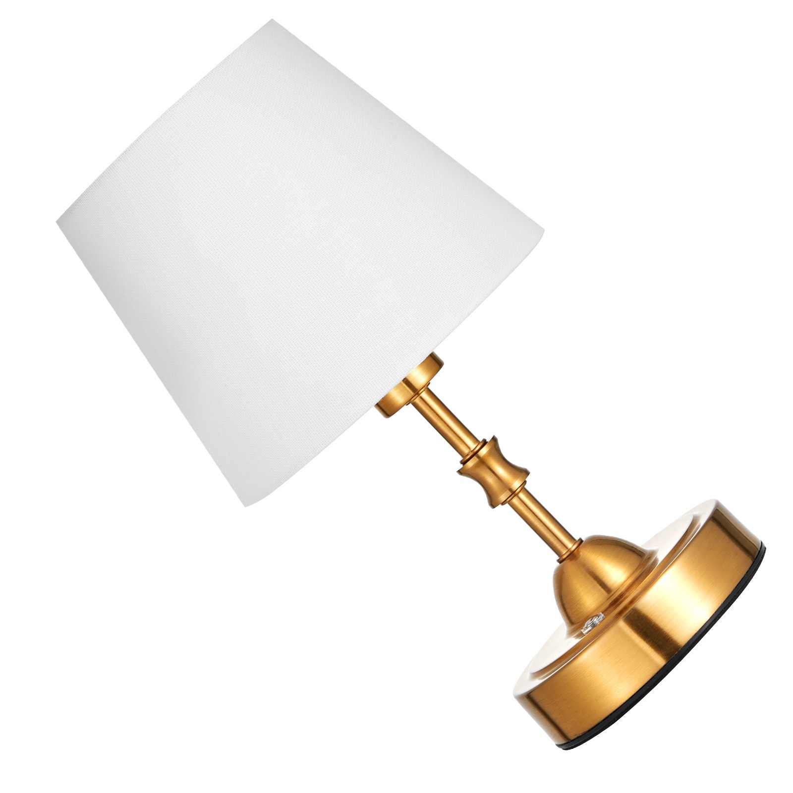 VEVOR kabellose Tischlampe Tischleuchte mit Stoffschirm & 5200 mAh eingebauter wiederaufladbarer Akku, kleine Schreibtischlampe, dimmbar (3-stufig), Tischleuchte für Schlafzimmer Nachtisch Gold