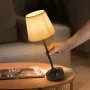 VEVOR kabellose Tischlampe Tischleuchte mit Stoffschirm & 5200 mAh eingebauter wiederaufladbarer Akku, Schreibtischlampe (16 x 16 x 40 cm), dimmbar (3-stufig), Tischleuchte für Bartheke Schwarz