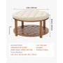 VEVOR runder großer Couchtisch (810 x 810 x 476 mm) mit Ablagefläche aus Massivholz, massiv gepolsterte Ottomane mit Fußstütze aus Leinen für Schlafzimmer Wohnzimmer, 158,76 kg, Leinenfarbe