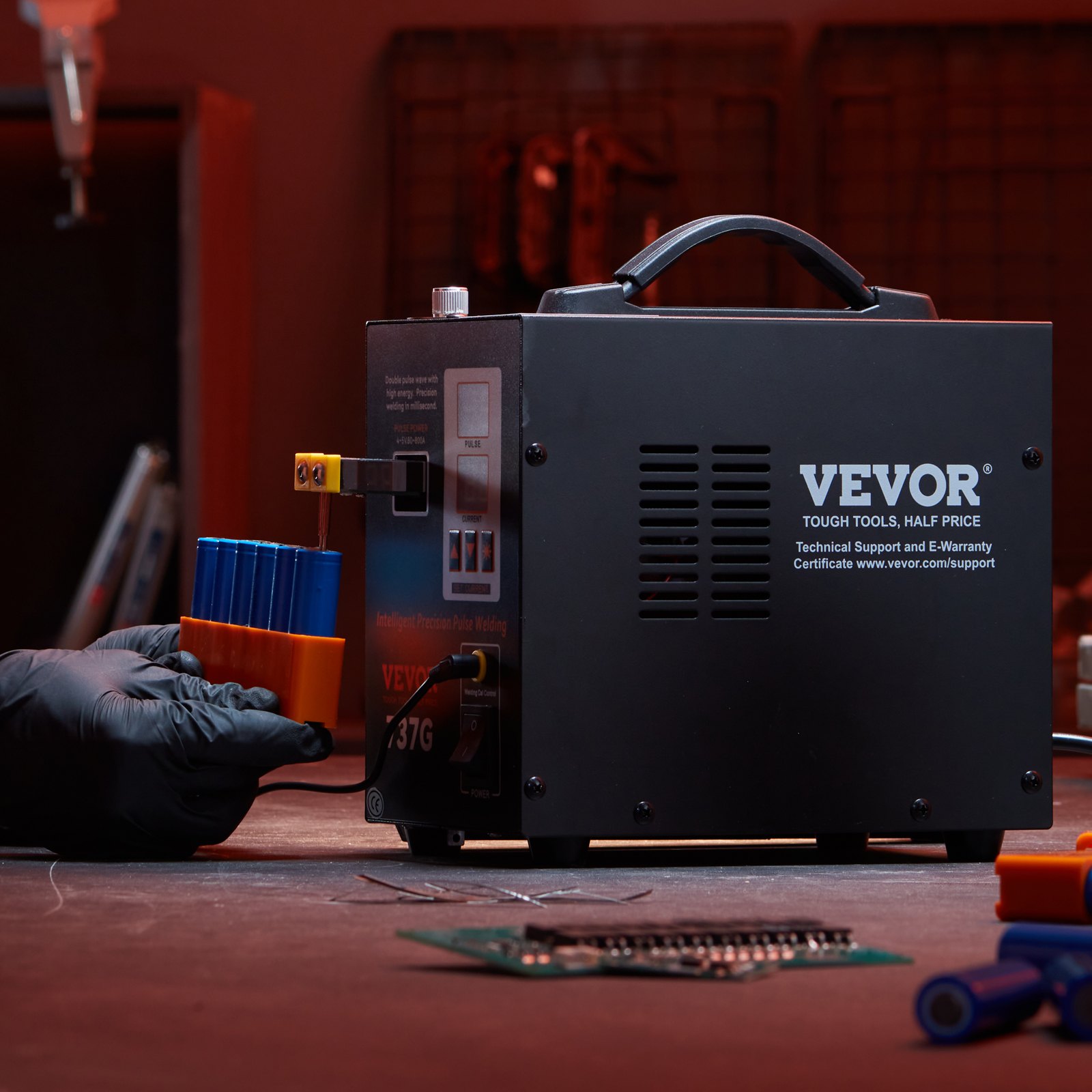 VEVOR Akku-Punktschweißgerät, 737G Puls-Punktschweißgerät, tragbare Hochleistungs-Akku-Schweißgerät-Lötstation mit 2 Schweißmodi und LED-Beleuchtung für 0,12 mm reines Nickel, 18650 14500 Akku