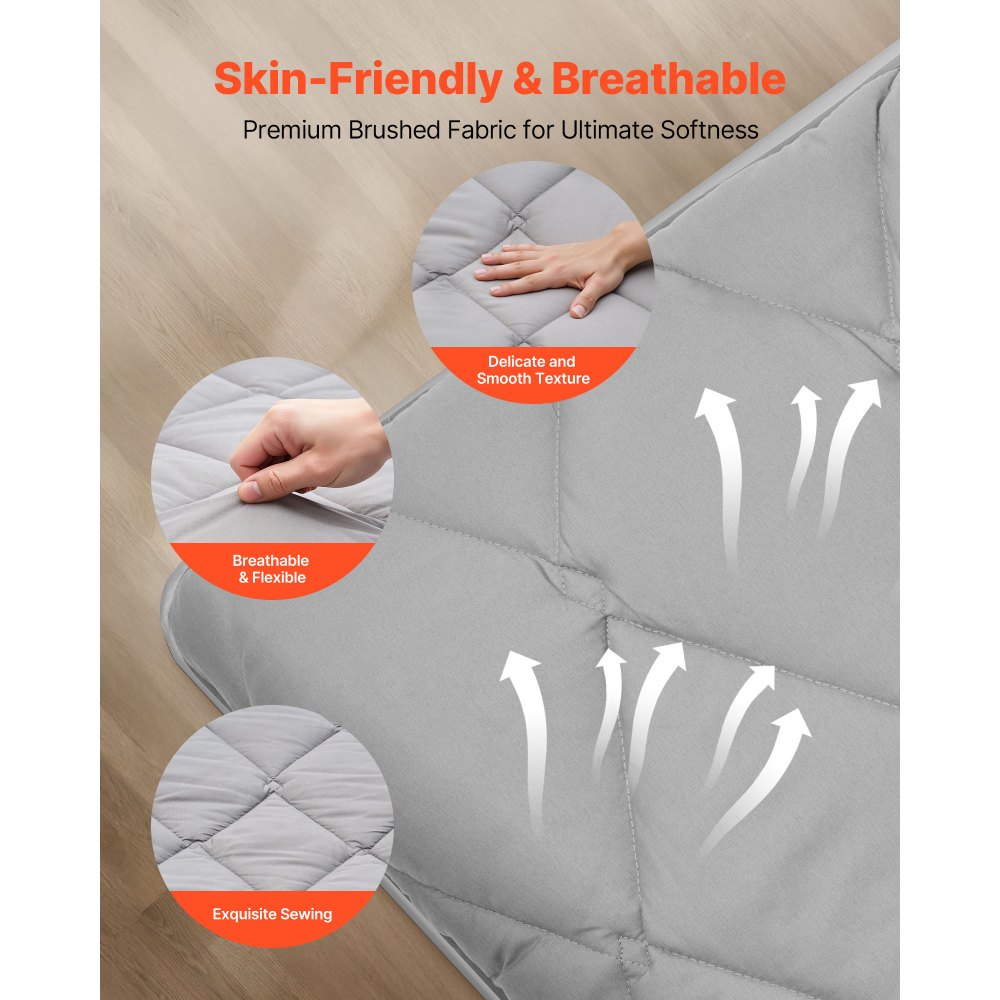 VEVOR japanische Futon-Matratze (2032 x 1524 x 89 mm), faltbare Tatami (Queen Size), Bodenmatratze mit Aufbewahrungstasche & Befestigungsmaterial, 9-lagige Schlafmatte für Meditation Yoga, Grau