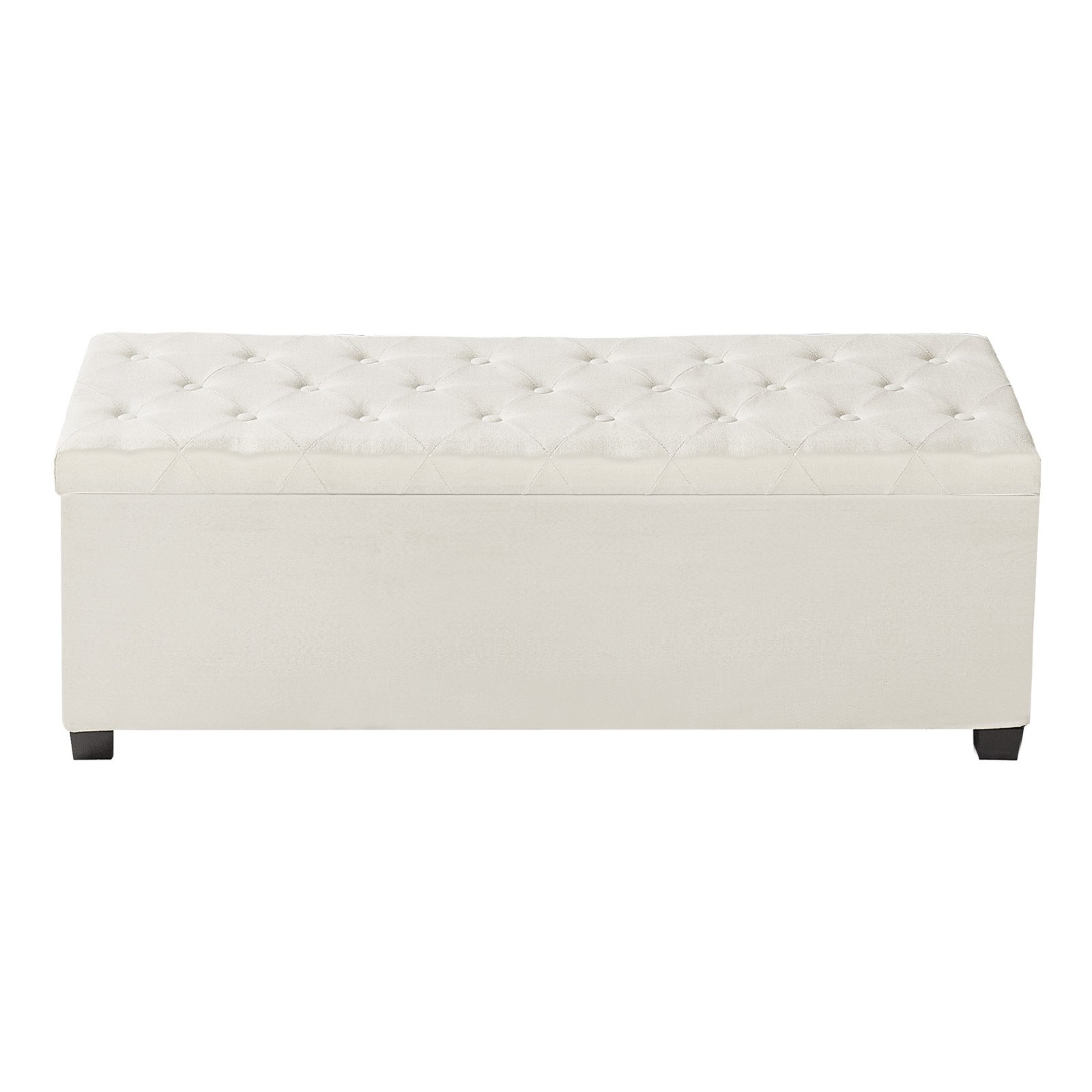 VEVOR Sitzhocker mit Stauraum 110 x 40 x 40 cm Fußbank Aufbewahrungsbox bis 299,37 kg belastbar, hochklappbare gepolsterte Sitzbank mit Metallrahmen, Ottomane für Wohnzimmer Schlafzimmer Beige