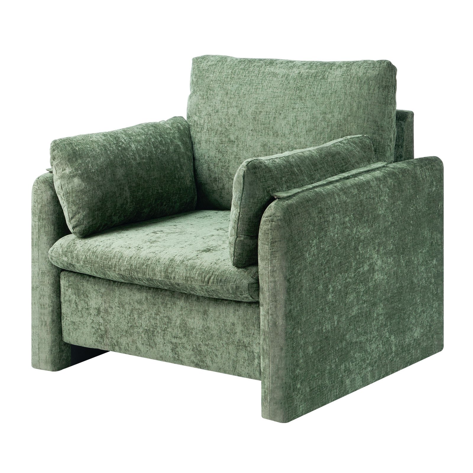 VEVOR Green Accent Chair, Modern Upholstered Accent Chair with Armrests, Cloth Arm Chairs with Thick Cushion and Arched Backrest, Single Fabric Armchair for Living Room, Bedroom, Study, Office