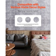 VEVOR Tapete selbstklebend, 45 cm x 15 m, Wandtapete, Klebefolie in Industrie-Stil, Möbelfolie, Möbelaufkleber, dekorative Tapetenrolle für Schlafzimmer, Küche, Büro, Badezimmer, dunkelgrau