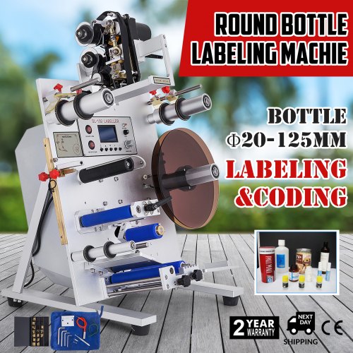 Sl-130 150w Runde Flasche Etikettiermaschine Etikettierer Mit Datum Drucker