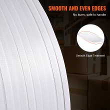 VEVOR Packaging Umreifungsrolle aus Polypropylen (PP), 9900' Länge x 1/2" Breite x 0,03" Dicke, 243 lbs Bruchfestigkeit, Hochleistungs-Umreifungsbandrolle für Paletten, tragbare, starke Packbänder, weiß