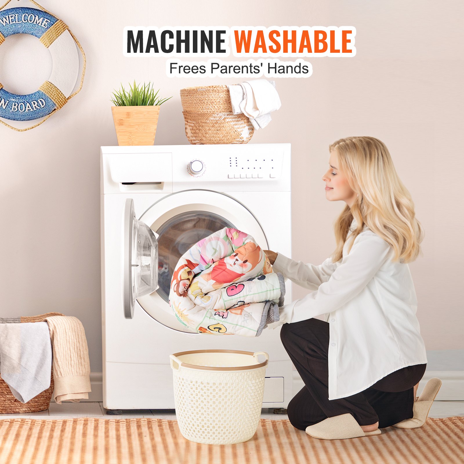 VEVOR Baby-Spielmatte, extragroße 180 x 200 cm Baby-Krabbelmatte, rutschfeste einteilige, verdickte, weiche Babymatte, faltbare Bodenmatte, wasserdichte Aktivitätsspielmatten für Babys, Kleinkinder und Säuglinge, maschinenwaschbar