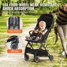 VEVOR Kinderwagen, mit 95°-175° verstellbarer Rückenlehne und 0/90° verstellbarer Fußstütze und Ein-Klick-Faltfunktion, Kinderbuggy für Neugeborene mit Getränkehalter und Tragetasche, Schwarz
