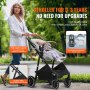 VEVOR Kinderwagen, Kinderbuggy mit Babywanne, verstellbarer Rückenlehne im 3. Gang und klappbarem und umkehrbarem Sitz, Reisebuggy aus Karbonstahl mit Beinabdeckung und Netz, Hellgrau