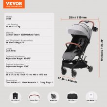 VEVOR Kinderwagen für Neugeborene und Kleinkinder, verstellbar, mit einem Klick zusammenklappbar, Dunkelgrau
