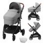 VEVOR Standard-Kinderwagen, mit Babywanne, verstellbarer Rückenlehne im 3. Gang und klappbarem und umkehrbarem Sitz, Kinderwagen für Neugeborene aus Karbonstahl mit Beinabdeckung und Netz, Dunkelgrau