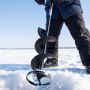 VEVOR Erdbohrer 203 mm Durchmesser Erdlochbohrer 950 cm Länge Spiralbohrer, für Eisangeln, Kompatibel mit Elektrischen/Benzinbetriebenen Erdbohrern, Kältebeständig, Stahlkonstruktion, mit Klingenschutz