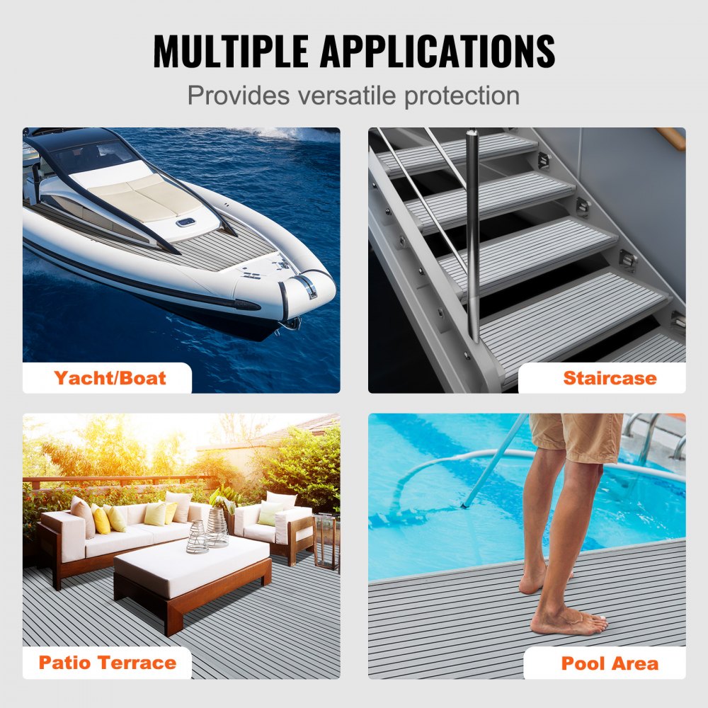 VEVOR Bootsboden, EVA-Schaum-Bootsdeck, 2400 x 1160 x 6 mm, rutschfester, selbstklebender Bodenbelag, 27840 cm² großer Meeresteppich für Boote, Yachten, Pontons, Kajakdecks