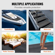 VEVOR Bootsbodenbelag, Bootsdeck aus EVA-Schaum, 2400 x 600 x 6 mm, rutschfester, selbstklebender Bodenbelag, 14400 cm² großer Marineteppich für Boote, Yachten, Pontons, Kajakdecks