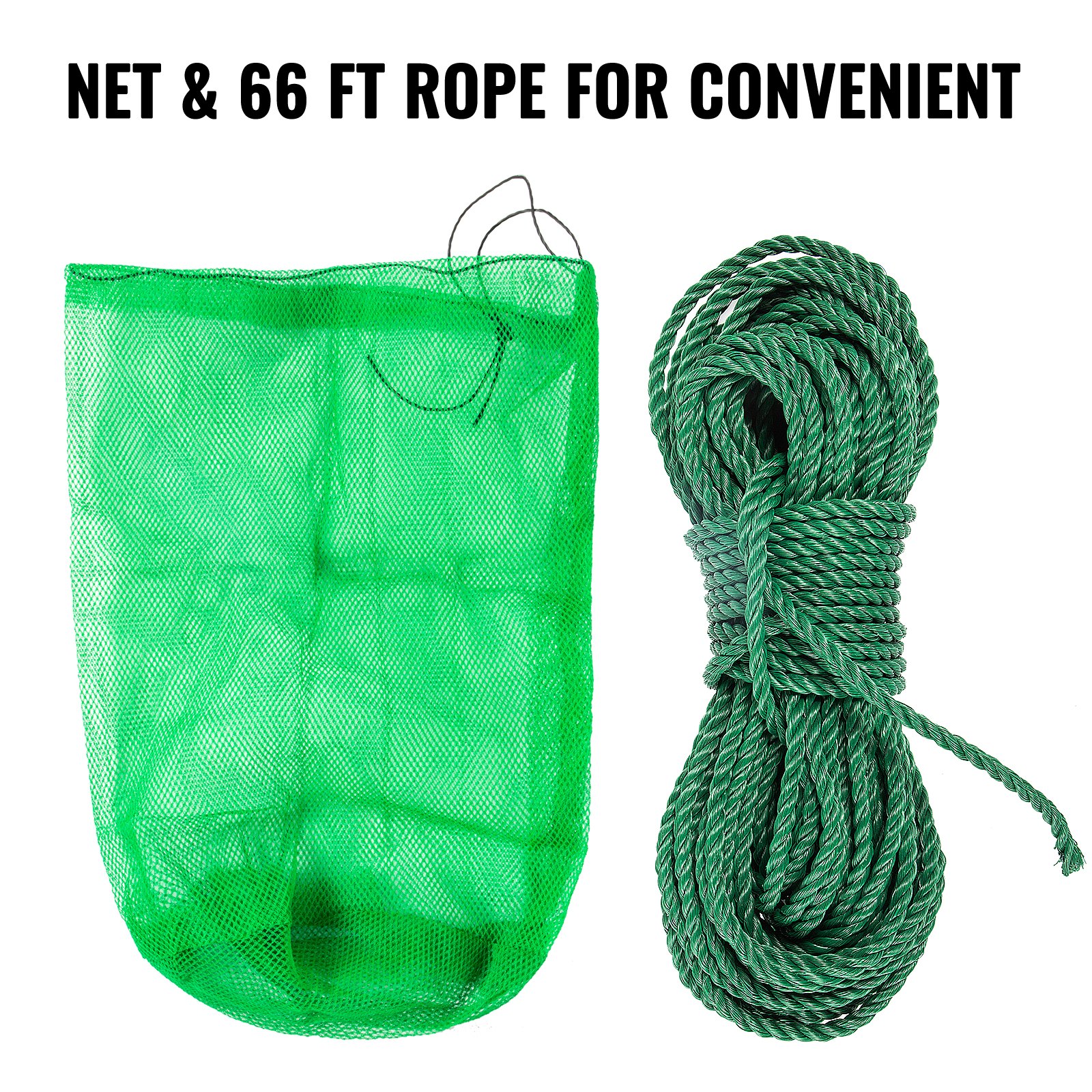 VEVOR Rasenrechen 81x18x61 cm, Rasenharke Eisen, Harkenkopf mit doppelseitigen Zähnen, Rechen aus einteiligen Konstruktion, Harke mit 20 m Seil & Netzbeutel, Geeignet zum Entfernen von Wasserpflanzen