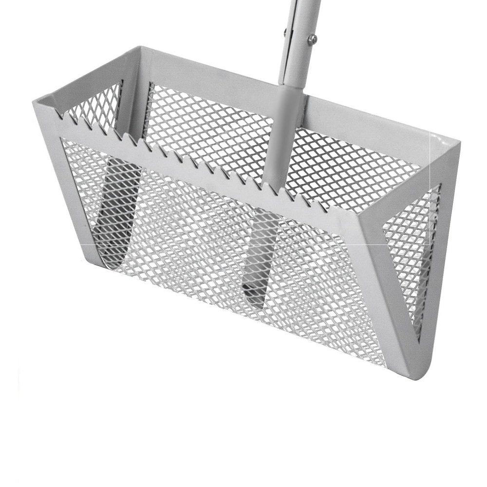 VEVOR Rasenrechen aus Aluminium & Edelstahl Rasenharke 130x40x25 cm Harke mit Metall-Filtergittern & Netz Rechen mit Stiel Silber geeignet zum Entfernen von Unkräuter Algen und Anderen Wasserpflanzen