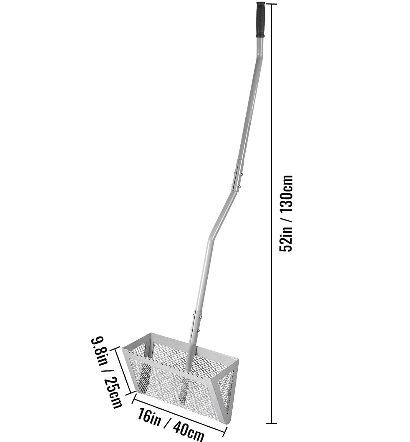 VEVOR Rasenrechen aus Aluminium & Edelstahl Rasenharke 130x40x25 cm Harke mit Metall-Filtergittern & Netz Rechen mit Stiel Silber geeignet zum Entfernen von Unkräuter Algen und Anderen Wasserpflanzen