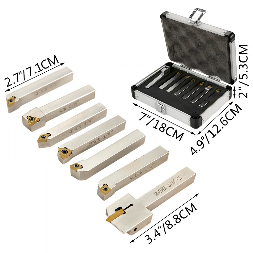 Drehmeißel Set Mit Wendeplatten Wendeplatten 3/8 Zoll Verzinkt 7teiliges Set